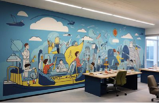  龙游办公室墙绘的特点。