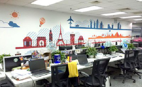  龙游教你设计办公室墙绘的方法。