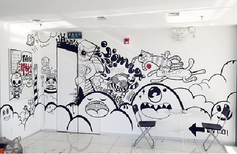  龙游手绘墙并非传统涂鸦。